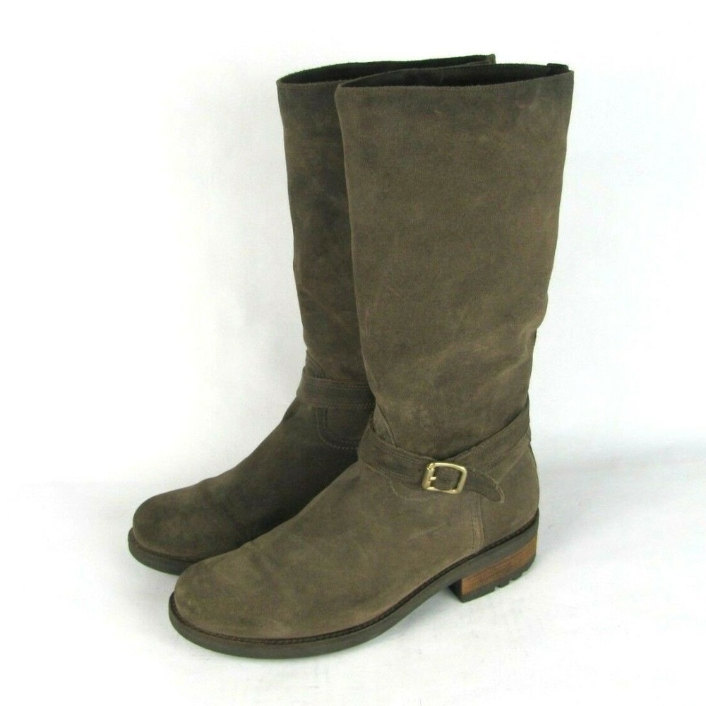 LA CANADIENNE Tan Suede Gold Buckle Boots 11